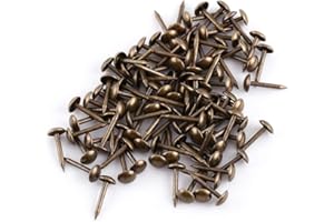 Joyzan Upholstery Tacks, Vintage Furniture Decorative Nail Heads Antique Brass Metal Thumb Pins Assortment Kit Round Push Stu