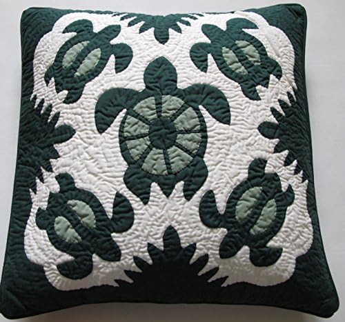 Hawaiian Quilt 2 Pillow Covers/Cushions, 100% Hand Quilted/Hand Appliquéd 18" x 18"