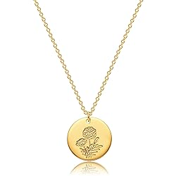 Mevecco Birth Flower Necklace 18k Gold Custom