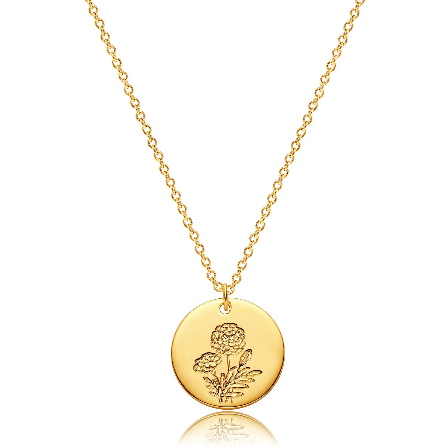 Mevecco Birth Flower Necklace 18k Gold Custom
