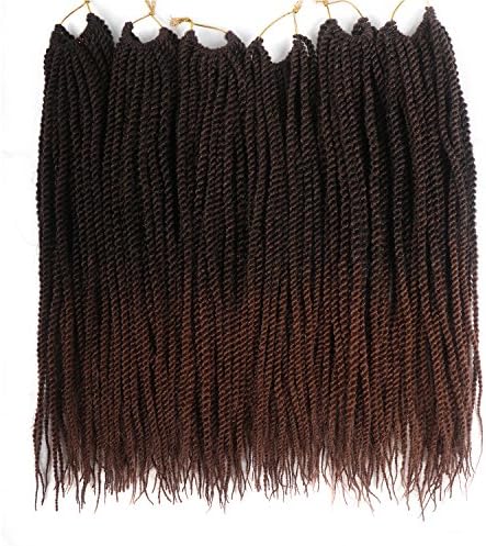 6pcs/lot 18" Havana Senegalese Twist Crochet Braid Hair Synthetic Kanekalon Senegalese Box Braids Crochet Hair Extensions (black&amp;brown)