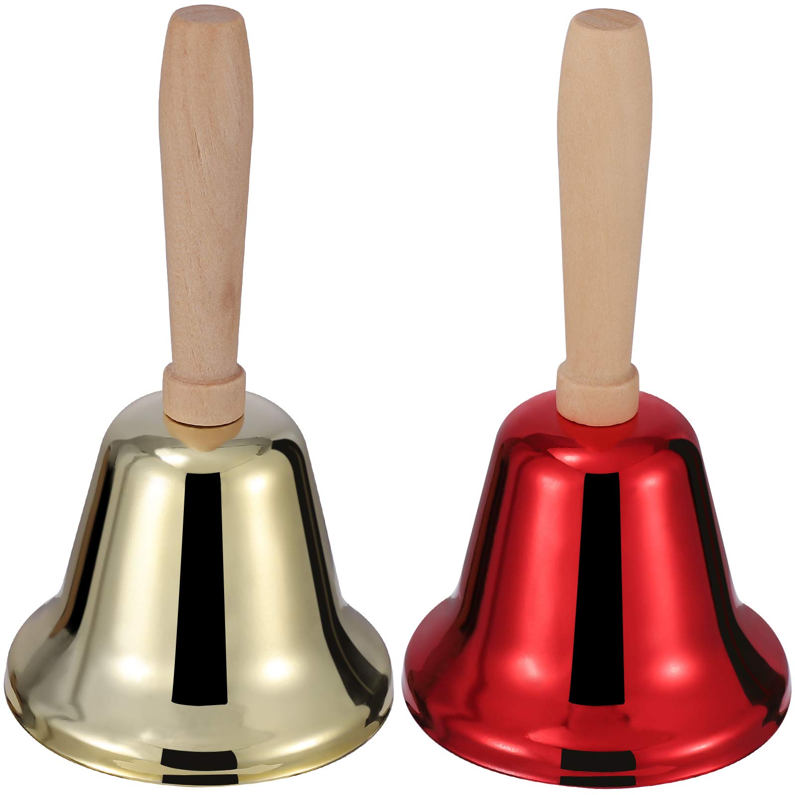 PRETYZOOM 2pcs Christmas Hand Bell Wooden Handle Creative Handbells