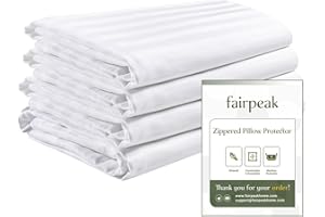 Fairpeak Pillow Covers Bed Pillow Protectors with Zipper, Pillow Cases, Luxury Hotel Quality, Breathable, Soft, Machine Washable, King Size, 20x 36, 4 Pack