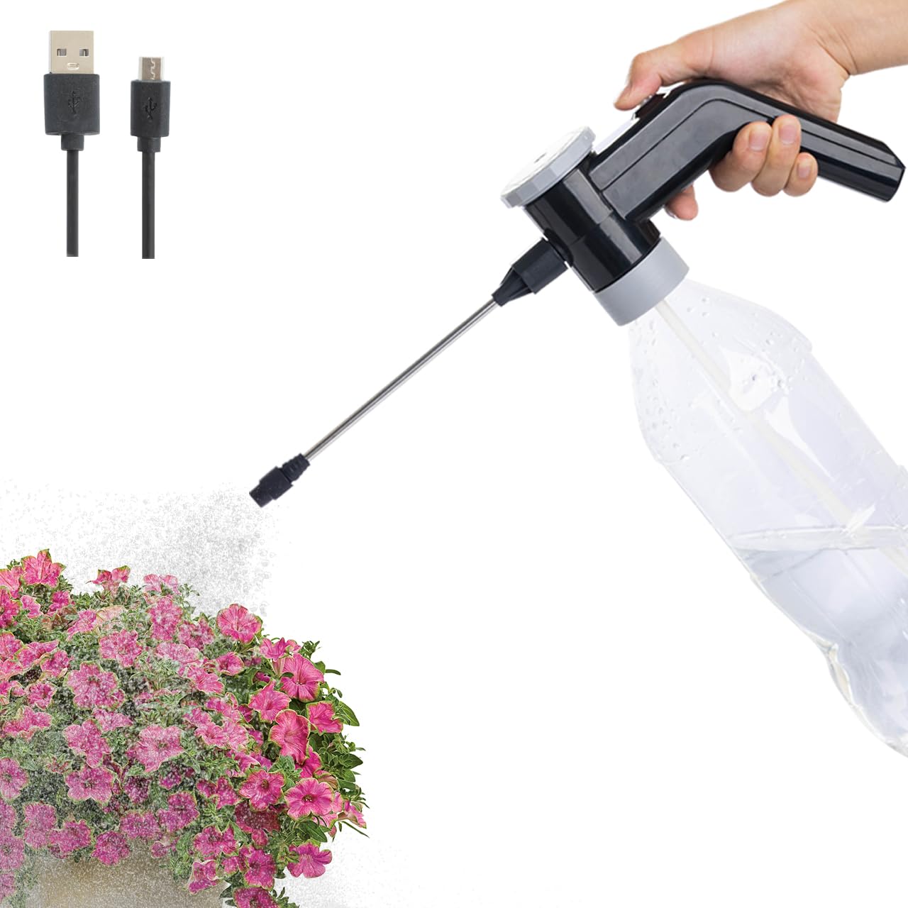 Photo 1 of JETASU electric sprayer, watering can?garden sprayer you may never have seen, Cola bottle for direct use, USB fast charging with adjustable spout for gardening, Yard, Cleaning