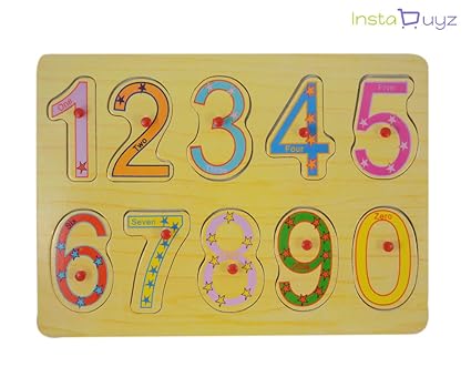 Instabuyz Numbers Premium Wooden Puzzle / Educational Toy with Knobs for Children ( 0 to 9 )