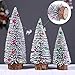 Napoo 4 Pieces Artificial Mini Snow Pine Tree Desktop Decorations, Christmas Bottle Brush Trees Miniature Accent Dining Table Top Centerpiece Ornaments Baby Shower (White)