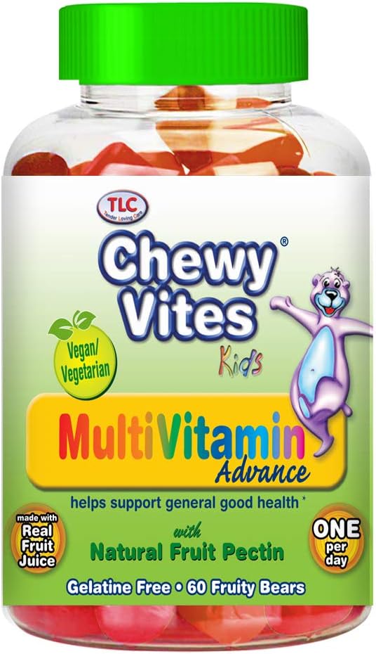 Chewy Vites Kids Multivitamin Advance, 60 Kids Vitamins Gummies, 11 Essential Nutrients, 2 Months Supply, Real Fruit Juice