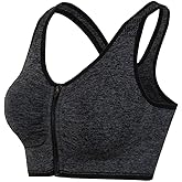 Hiking Gril Women's Zip Front Sports Bra Wireless Post-Surgery Yoga Bras