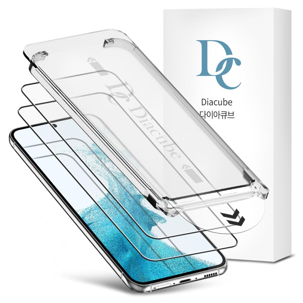 Photo 1 of DIACUBE 2-PACK Tempered Glass Screen Protector for Samsung Galaxy S22 Plus [Easy Auto Dust Removal Installation Frame] [Supports Ultrasonic Fingerprint Unlocking] 9H Hardness, Scratch Resistant, Fingerprint Resistant, Ultra HD Clear