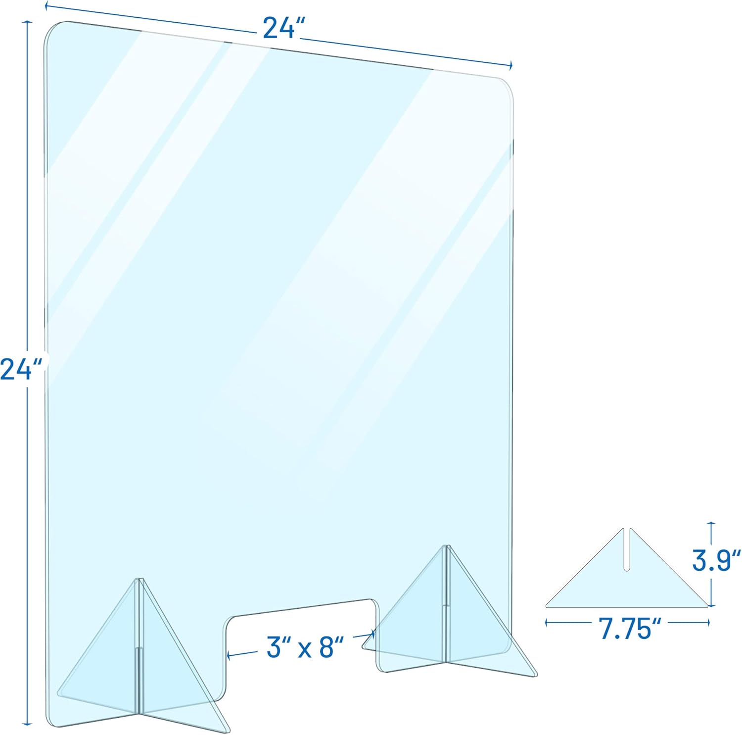 Portable Protection Acrylic Sneeze Guard/Plexiglass Shield for Office Desk, Countertop, Reception Table, Checkout Desk, Cashier Table Made in USA (24" W x 24" H): Kitchen & Dining
