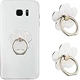 Sibba 2pcs Phone Ring Holder Kickstand Cellphone Flower Finger Ring Grips Stand Metal Universal Compatible Accessories with Smartphone, Mobile Phones, Phone Case (Silver)