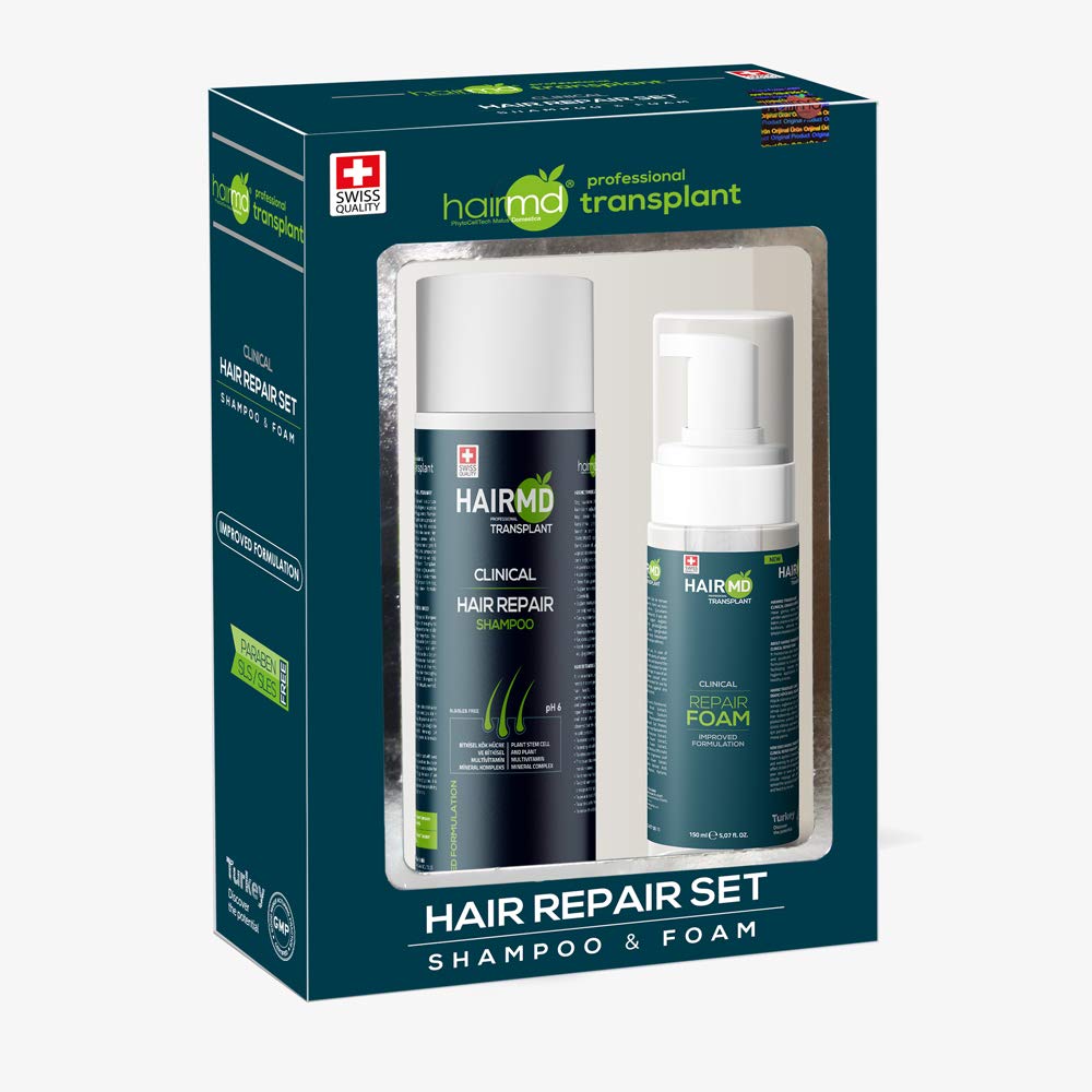 Photo 1 of HairMD Transplant Hair Regrowth Set - 250ml Regenerating Shampoo, 150ml Repair Foam with Biotin, Keratin, Saw Palmetto for All Hair Types
