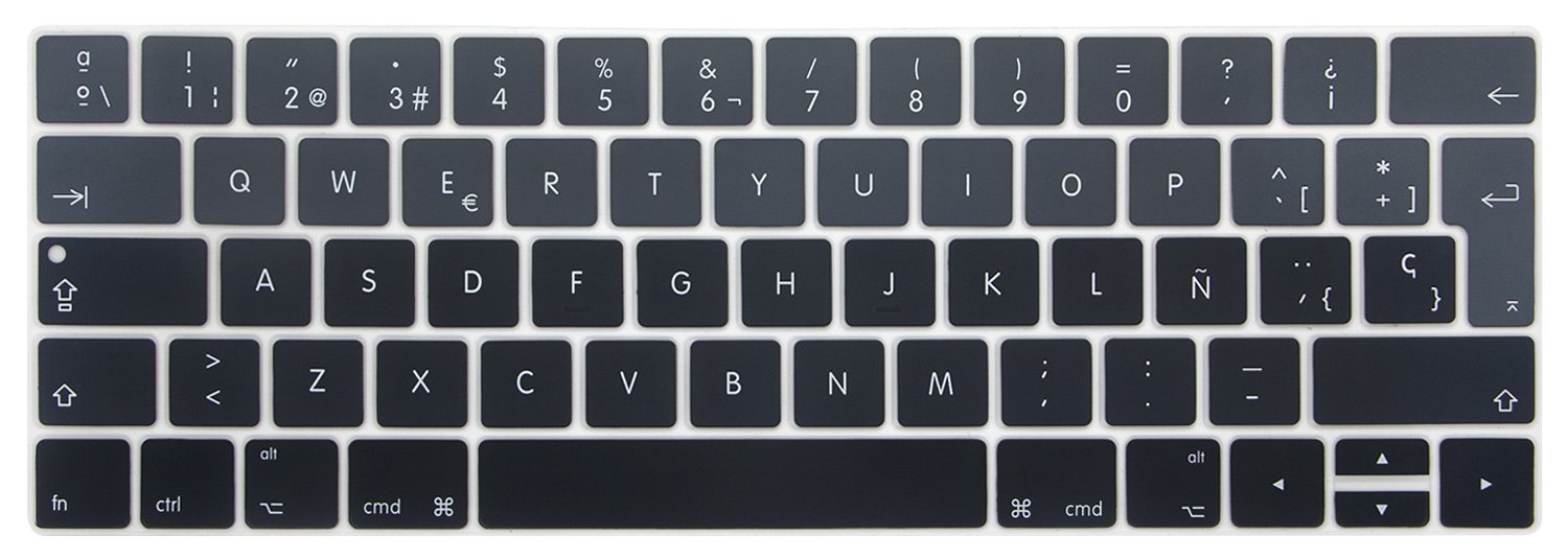MMDW Spanish Language ESP Ombre Gray Silicone Keyboard Cover for MacBook Pro 13 15 inch 2019 2018 2017 2016 with Touch Bar&Touch ID Model:A2159 A1989 A1706/A1990 A1707,European Version
