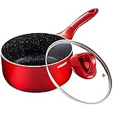 Saucepan, Nonstick Sauce Pan with Lid 2QT, Chemical-Free Sauce Pots with Stay-cool Handle, Induction Small Pot, Dishwasher Sa
