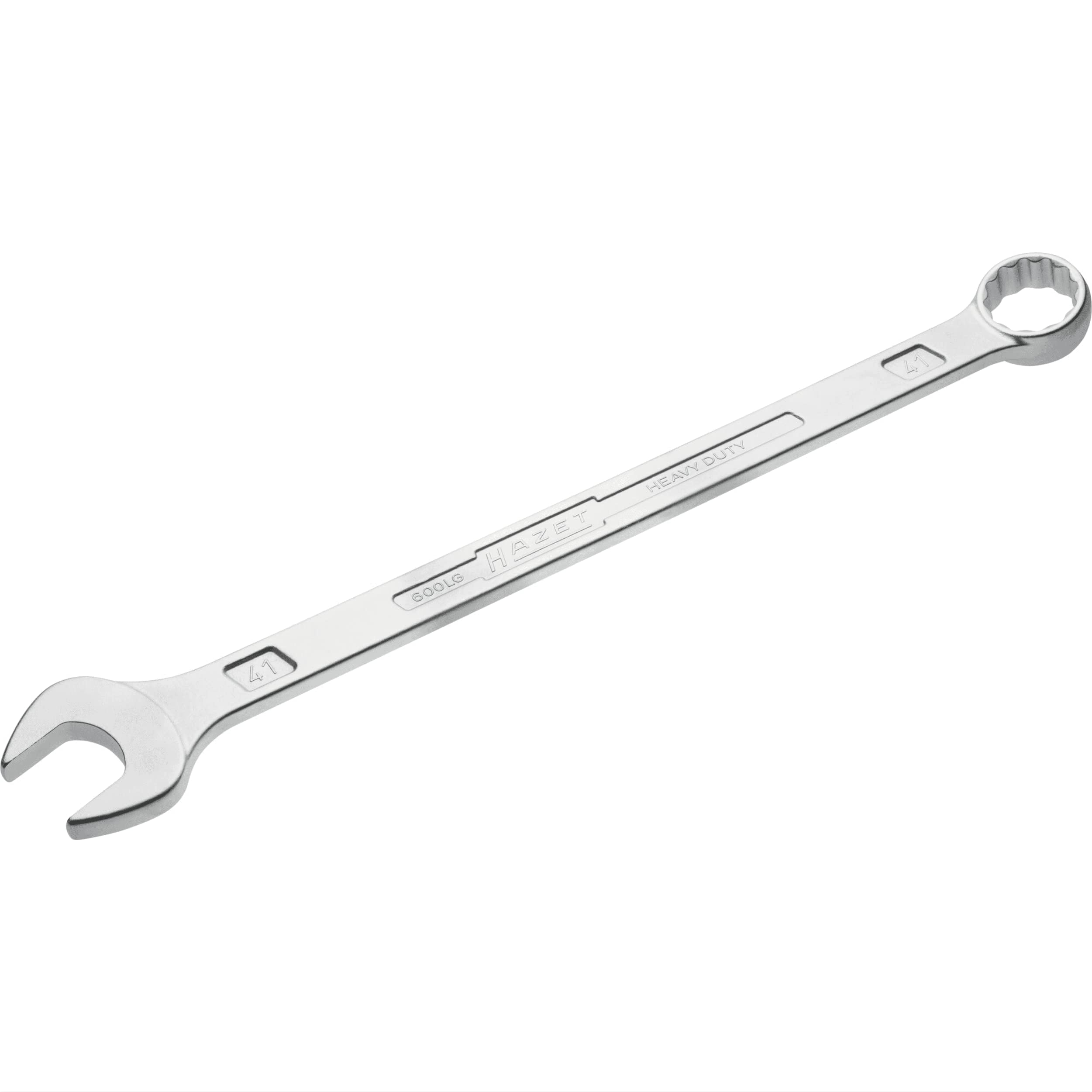 Hazet Combination Spanner, Extra Long, Slim Design 600LG-41, External Double Hexagonal Traction Profile, Spanner Width: 41, Dimensions: 600, Chrome-Plated, 41 mm, 41 mm (Spanner Width)