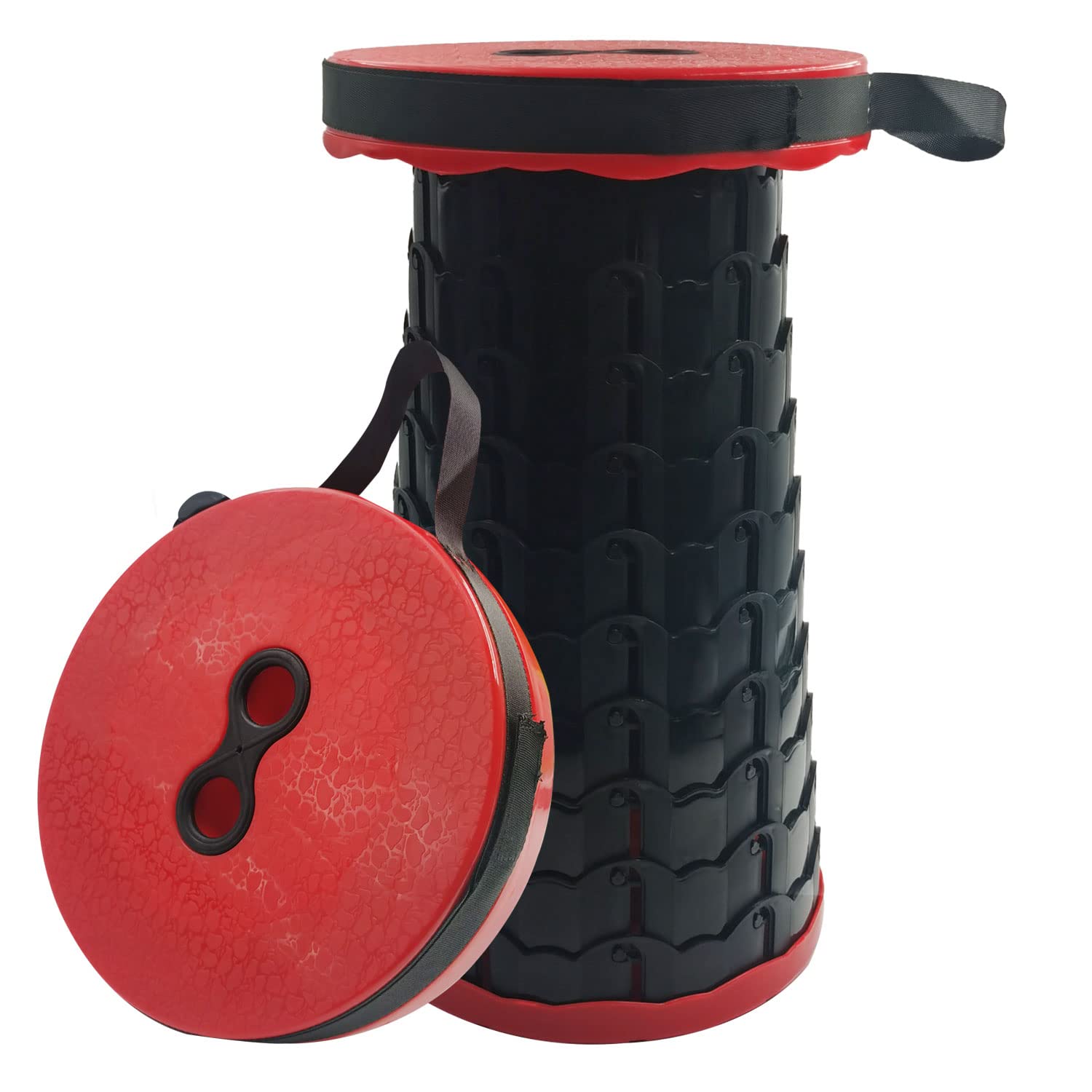 BOFA Eco Tableware Lightweight Sturdy Portable Folding Stool Telescopic, Camping Stools Collapsible, Indoor Outdoor Retractable Stool for Garden Fishing Camping Hiking BBQ(Red)