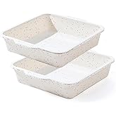 Vinino 8 x 8 Inch Silicone Square Brownie Cake Pan with Metal Reinforced Frame Set of 2, Nonstick Silicone Brownie Pans BPA Free Suitable for Making Cakes, Brownies, Bread