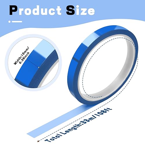 Sublimation Tape HTVRONT Heat Resistant Tape Heat Tape-4 Rolls 10mm*33m Heat Tape For Sublimation Thermal Tape Insulation Transfer Heat Press Tape For Vinyl Heat Press Sublimation Heat Resistant Blue Heat Transfer Tape