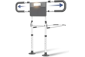 Agrish Bed Rails for Elderly Adults Safety with Motion Light & Storage Pouch - Bed Assist Rails for Seniors, Surgery Patients & Handicap, Fit King Queen Full Twin Bed