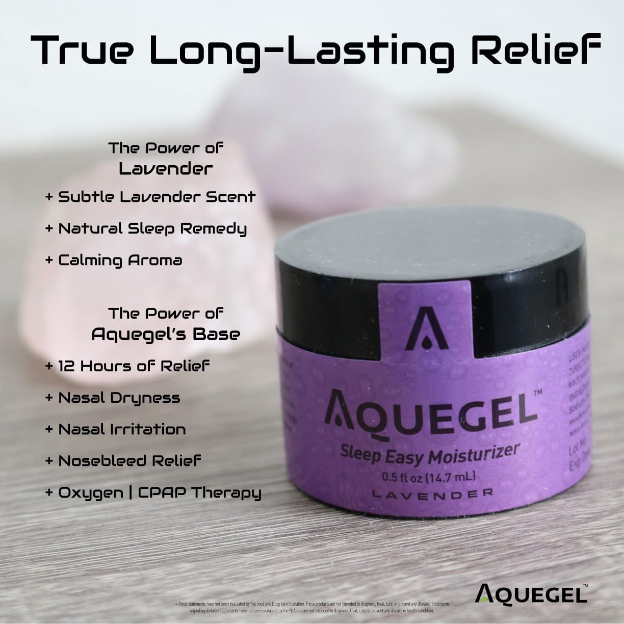 Aquegel Nasal Moisturizer+Lavender (Sleep Easy), 12-Hour Nasal Dryness Relief, Water Based Nose Gel, Oxygen Therapy Nasal Moisturizer, Dry Nose, Nasal Dryness, Nosebleeds, CPAP, Natural Sleep Remedy