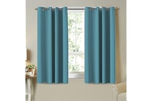 Turquoize Blue Blackout Curtains for Bedroom Curtains for Living Room 2 Panels Set Themal Insulated Grommet/Eyelet Top Nursery & Infant Care Curtains (2 Panels, 52" W x 54" L, Storm Blue)