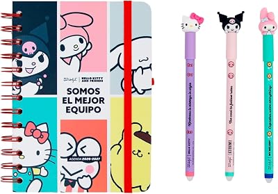 - Hello Kitty 2026-2027 Conjunto Pequeno de Agenda Semanal Escolar + 3 Canetas Apagáveis – Planeador Compacto com Autocolantes