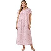 QRRLUEN Cotton Nightgowns for Women Short Sleeve Nightgowns Comfy Long Nightdress Sleepwear Ladies Night Gown House Dress