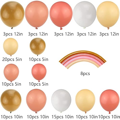 6er Set Boho Birthday Girl Luftballons – 28 Cm, Latex, In Pink, Blaugrün & Hellbraun