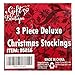 Gift Boutique Set of 3 Christmas Stockings Holiday Stocking, Red White and Grey Colors with Reindeer, Tree, Heart and Snowflake Design