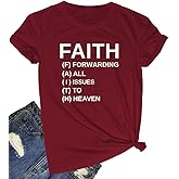 BLACKOO Women Faith Round Neck Graphic T Shirts Cute Funny Tops