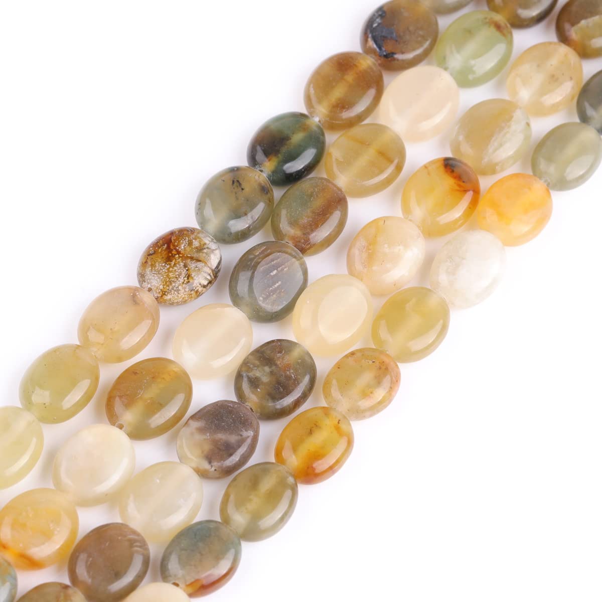 Sweet & Happy Girl's Store 8x10mm Oval Gemstone Hua Show Jade Beads Strand 15 Inch Jewellery Making Beads