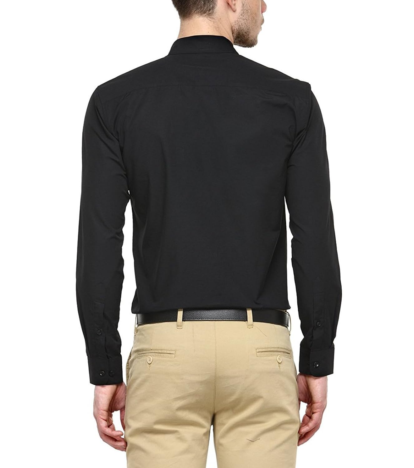 jay & u men's cotton formal shirt, black