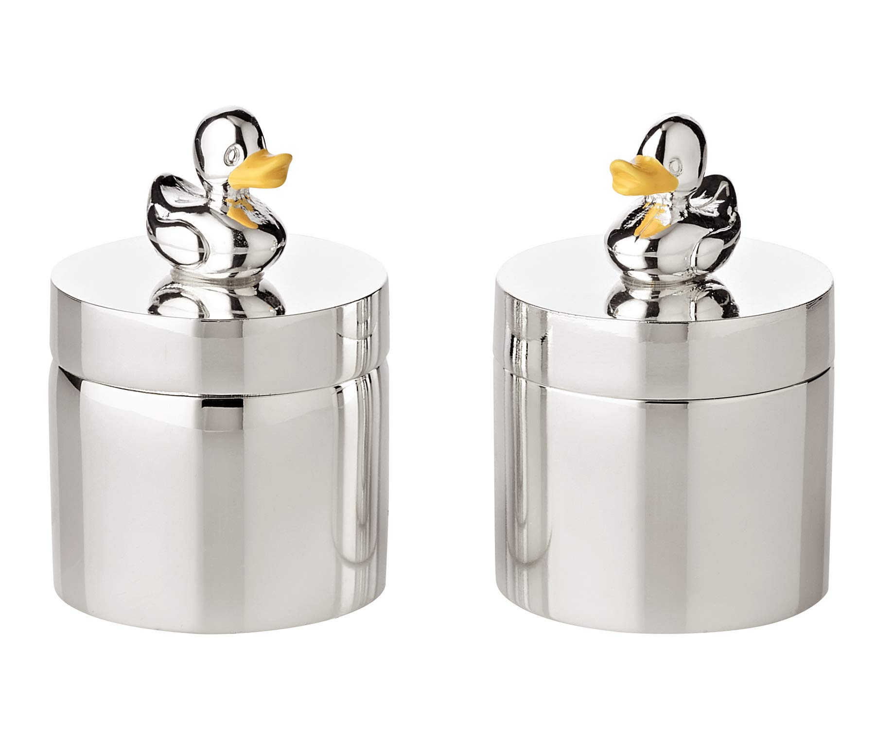 Edzard Elegant Silver-Plated Storage Box, Set of 2, H 5 cm, Ø 3 cm, Tarnish-Resistant