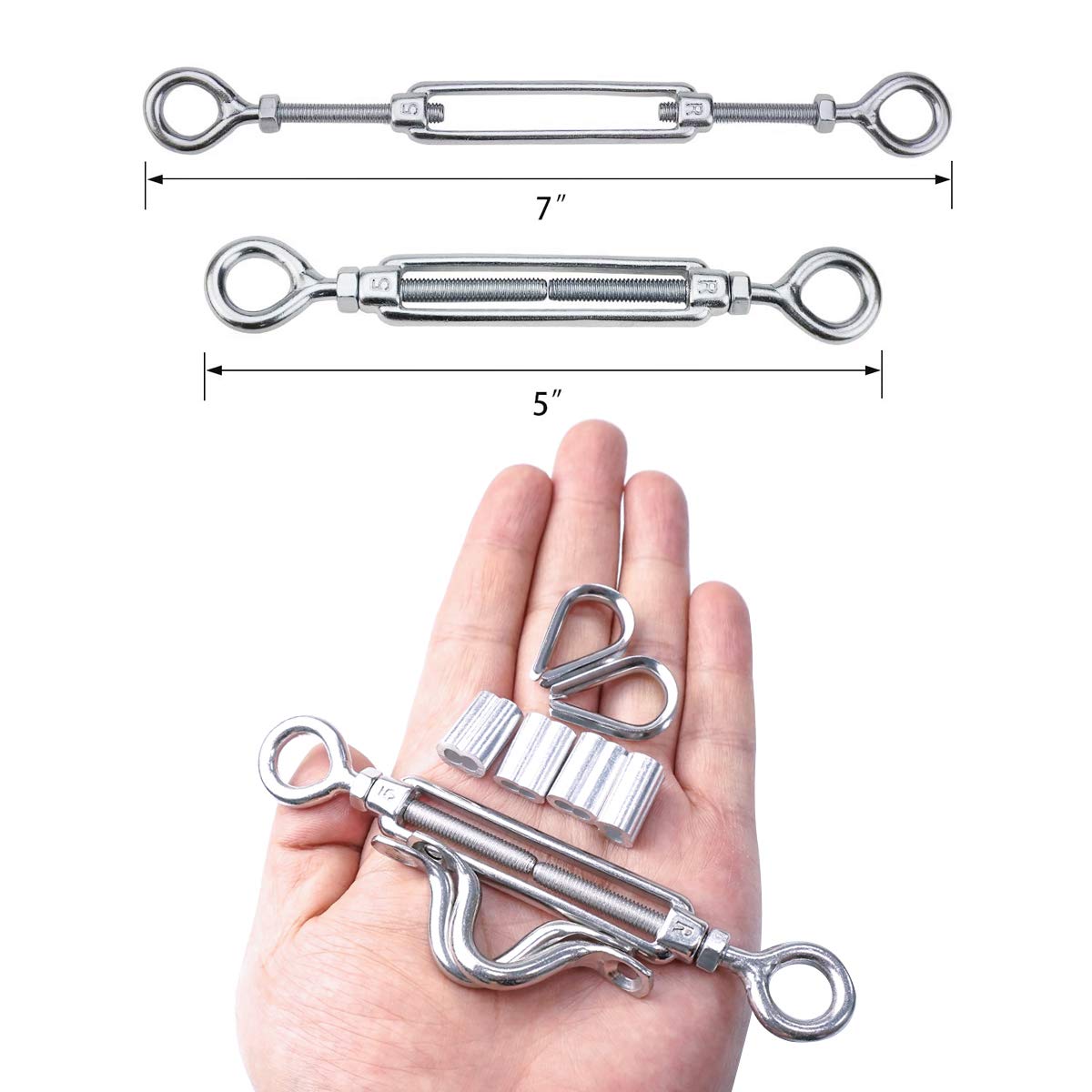 TooTaci 3mm Balustrade Wire Kit, 122M/3mm Stainless Steel Wire Rope with 20pcs M5 Turnbuckle & Cable Tensioner Kits - Image 5
