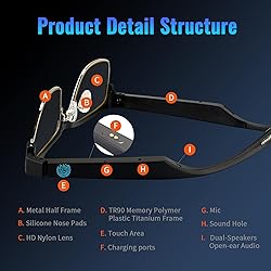GenXenon Bluetooth Audio Smart Glasses, Blue Light