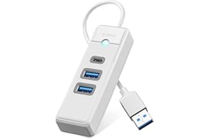 ORICO 4-Port USB HUB 3.0, USB Splitter for Laptop with 0.49ft Cable, Multi USB Port Expander, Fast Data Transfer Compatible w