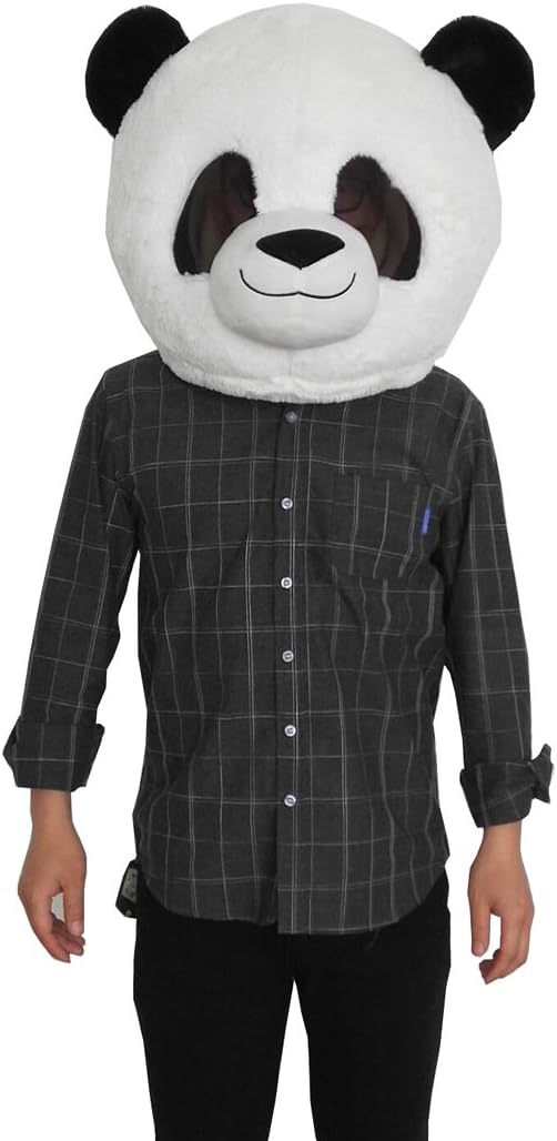 Plush Panda Animal Head Mask Halloween Panda Mascot Costume
