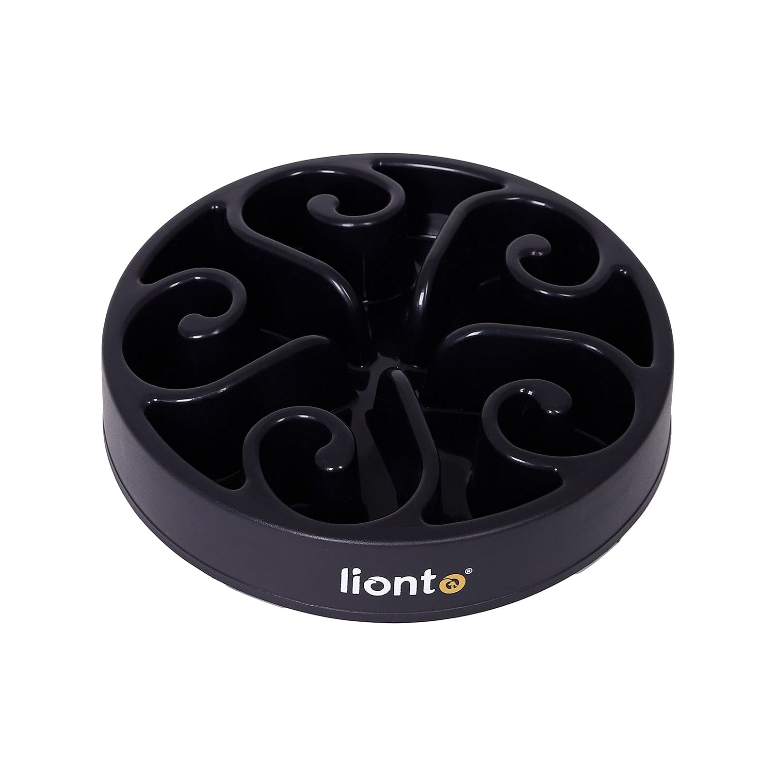 lionto Anti-sling bowl for dogs and cats, diameter 20 cm, height 5 cm, capacity of up to 450 g, non-slip dog bowl made of food-safe plastic, dishwasher safe up to 100°, black