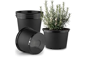 RooTrimmer 10 Gallon Plastic Nursery Pots, 16 Inch Round Plant Pots with Drainage Holes, 5 Pack Large Garden Flower Pots for Outdoor Indoor Plants, Gardening Gifts for Women, Black