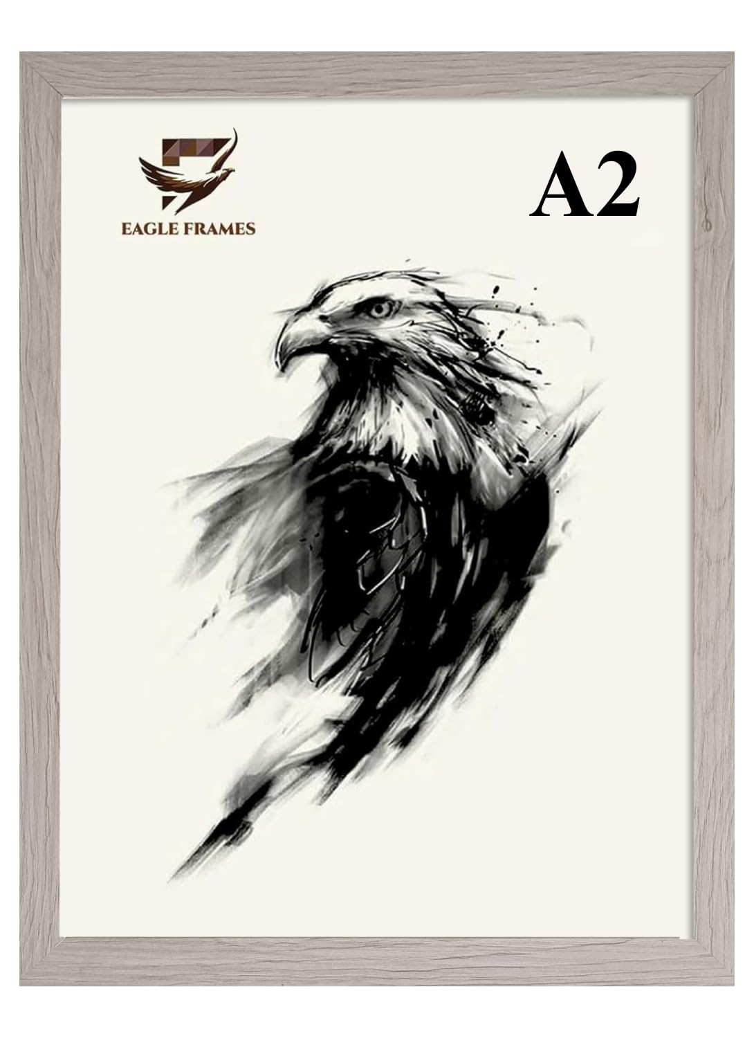 A2 Photo Frames Wooden Effect (42x29.4), 3cm Wide Premium Quality Poster Frame Comes with a Dual Sided Protective Film for Plexiglass (Light Brown, A2)