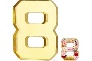 CARDOBIR 10" Cardboard Number,Paper Mache Numbers,Cardboard Numbers For Charcuterie,Decorative Gift Box Number Tray For Food(8,gold)