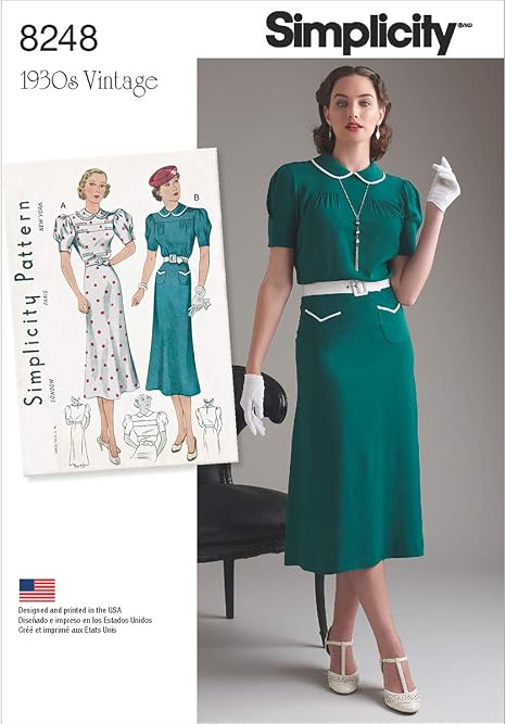 Amazon Co Jp Simplicity 48 1930年代ヴィンテージドレス裁縫パターン サイズ12 ホビー