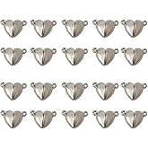 20Pcs Silver Friendship Heart Charm Necklaces, Metal Love Buckle Pendant Heart Shape Necklace Clasp Closures Bracelet Extender Jewelry Clasps, Necklace Layering Clasps, Jewelry