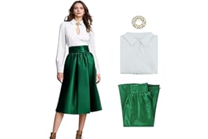 GAUWEAN Ellen Costume Christmas Vacation Ellen Shirt Skirt Brooch Set Vintage Dress for Women
