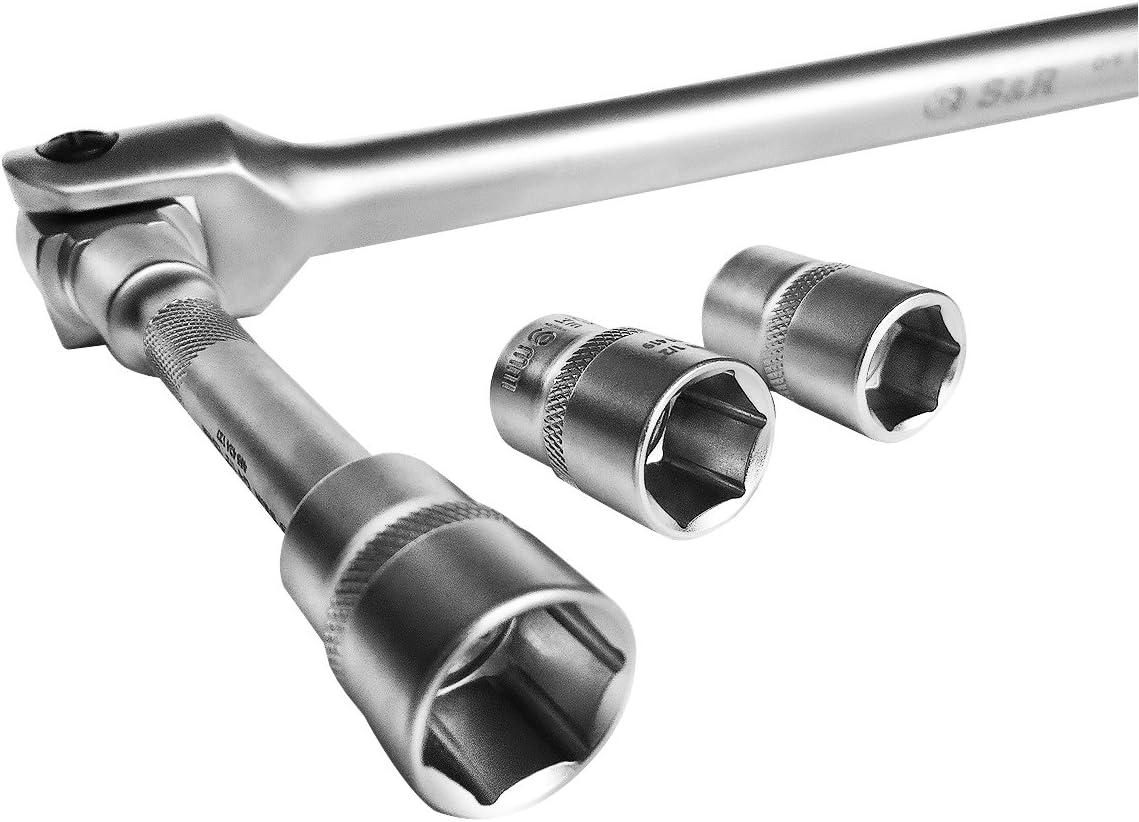 S&R Breaker Bar 1/2-Inch with Nuts Set, diameter 16 mm / 1/2 Inch, Length: 600mm, with Extension and 3 Inserts 17mm, 19mm - Image 5