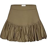 URBAN REVIVO Women Bubble Mini Skirts Balloon High Waist Ruffle Hem Summer Puffy Cute A-Line Sexy Y2K Skirt