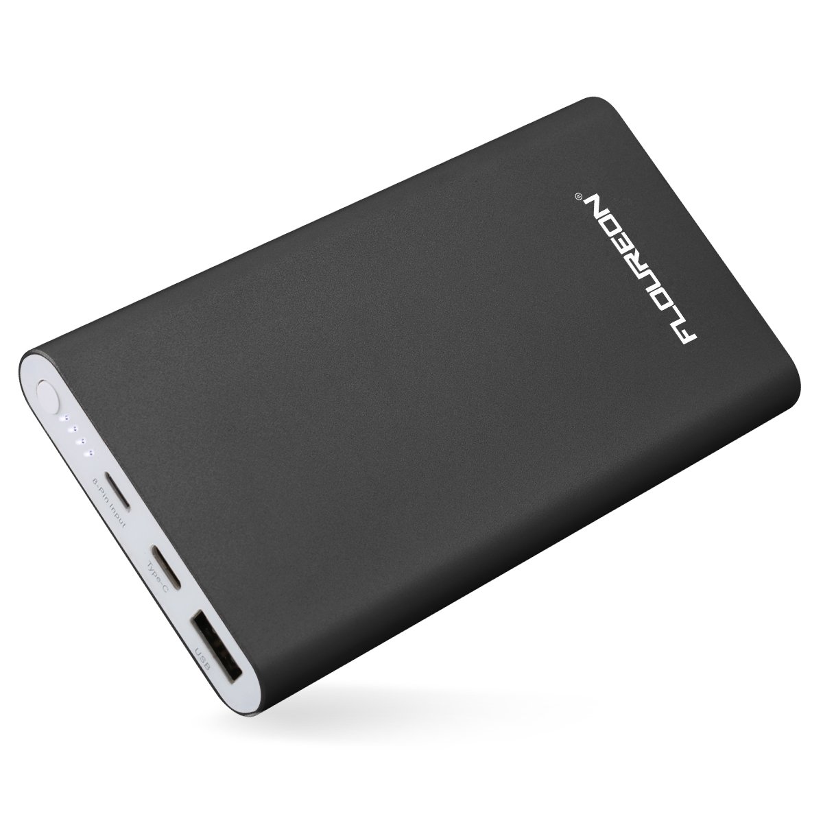 FLOUREON 12,000mAh Lighting Power Bank Portable Type C Phone Charger High-Speed Type C Input/Output Support 3A Fast Charging for iPhone XS MAX/X/8/7/6s, iPad and Samsung Galaxy S8/ S7/ S6 and More (Black)