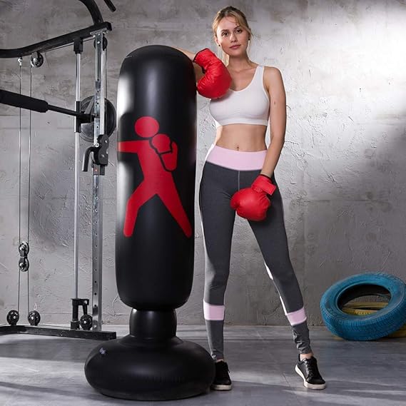 Mengove Inflatable Boxing Tower Punching Bag For Kids Fitness Punch Bags Freestanding Heavy Boxing Bags Kick Training Bag 125Cm
