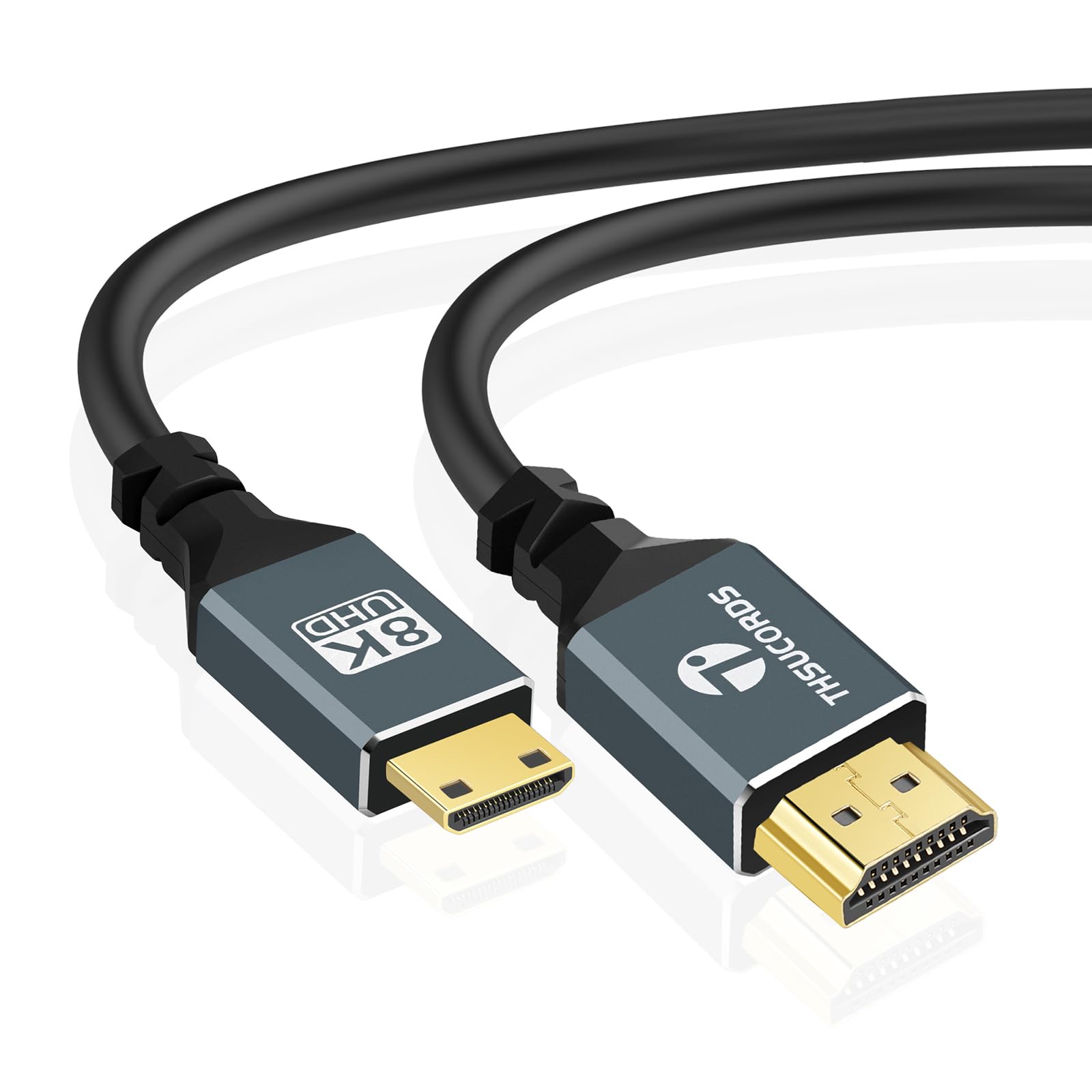 Thsucords Ultra Thin 8K 4K Mini HDMI to HDMI Cable 5M, Flexible Soft & Slim High Speed 48Gbps 4K@120Hz Mini HDMI 2.1 Lead Compatible with Camera,Camcorder,Tablet and Graphics/Video Card,Laptop