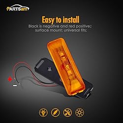 Partsam 4pcs Thin Line Amber/Red 4LED Side Marker